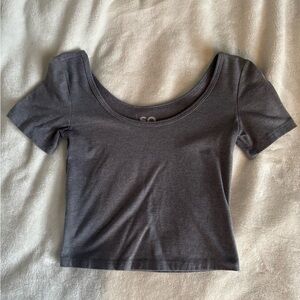 SO Women's Grey Scoop Neck Crop Top